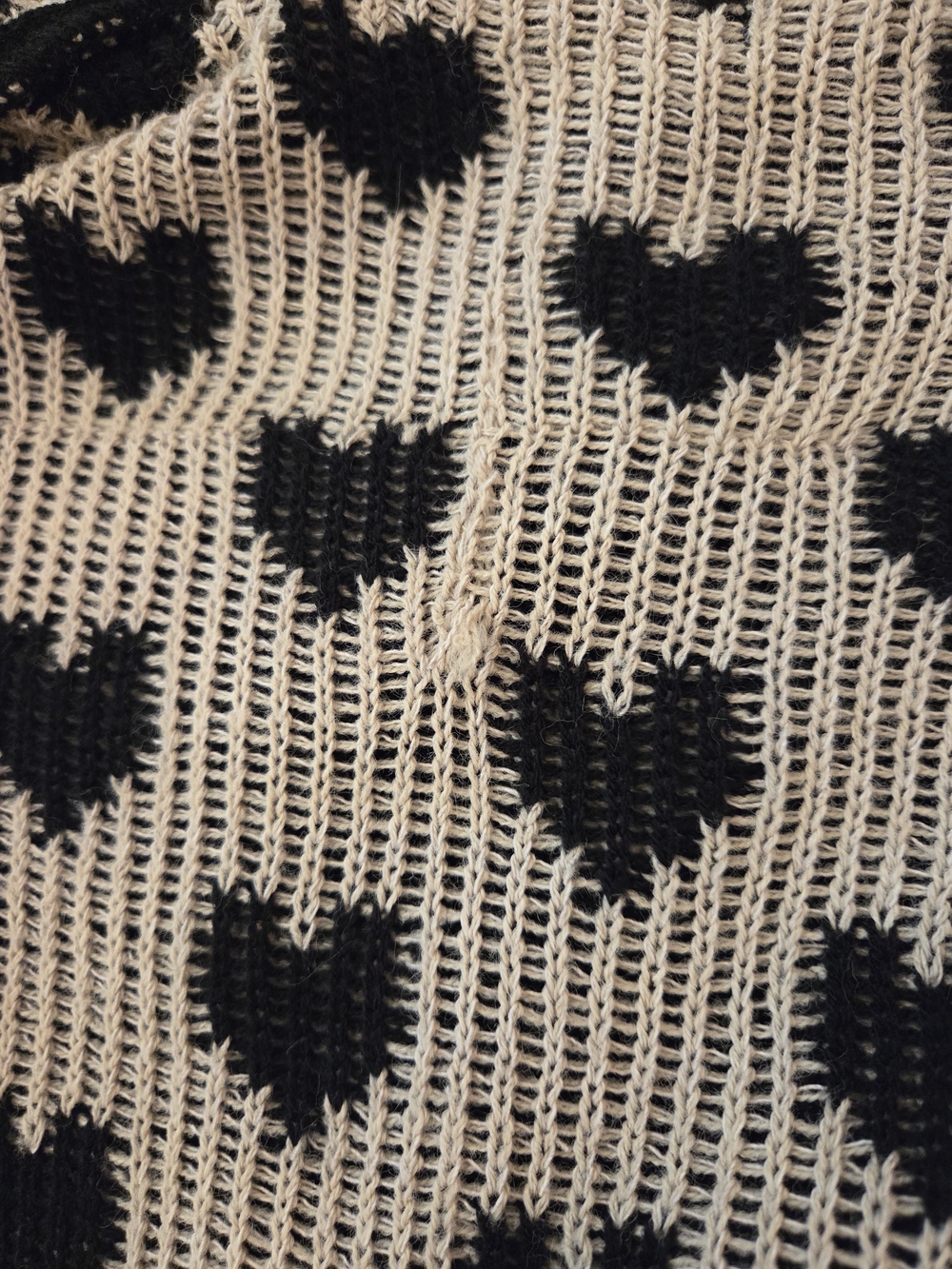 Black & Tan Heart Open Cardigan Sweater With Pockets - Picture 7 of 7